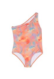 Off-White Kids tie-dye one-shoulder swimsuit - Multicolore