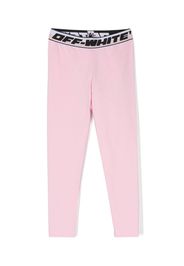 Off-White Kids logo-waistband cotton leggings - Rosa