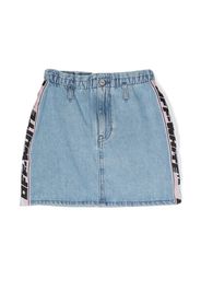 Off-White Kids logo-stripe denim skirt - Blu