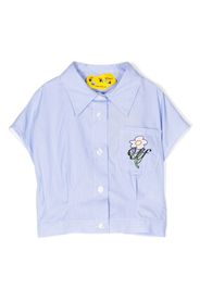 Off-White Kids striped embroidered shirt - Blu
