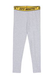 Off-White Kids logo-waistband cotton leggings - Grigio