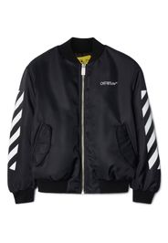 Off-White Kids Bomber con strisce diagonali - Nero