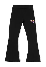 Off-White Kids logo-embroidered flared cotton trousers - Nero