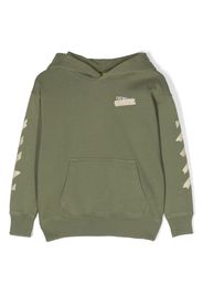 Off-White Kids logo-print cotton hoodie - Verde