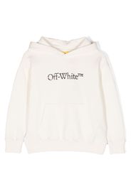 Off-White Kids logo-print cotton hoodie - Bianco