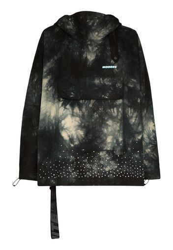 tie-dye embellished cotton hooded jacket