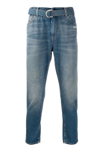 SLIM LOW CROTCH MEDIUM BLUE WASH WHITE