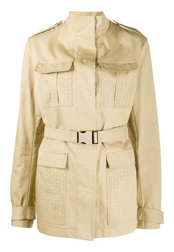 perforated short trench coat