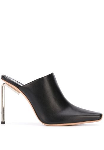 metallic-heel 110mm square-toe mules