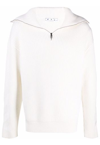 Off-White zipped rib knitted jumper - Bianco