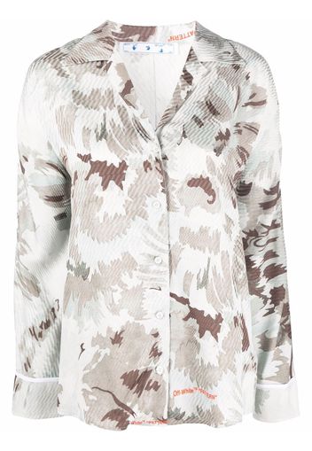 Off-White FLORAL SATIN LS PAJAMA SHIRT GREY GREEN - Grigio