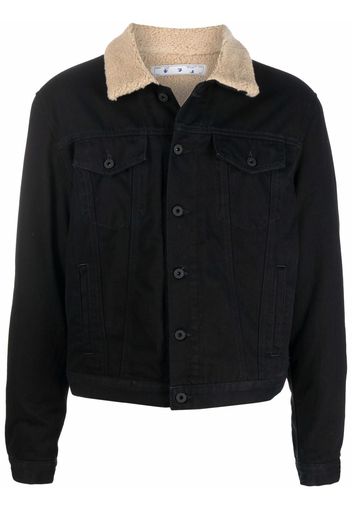 Off-White CORP ECO SHEARLI DENIM JACKET BLACK WHIT - Nero