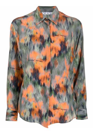 Off-White abstract floral print silk shirt - Arancione