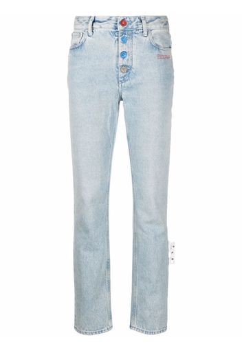 Off-White slogan-print straight high-rise jeans - Blu