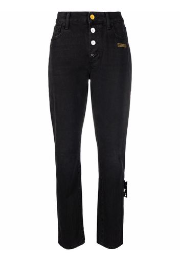 Off-White slogan-print straight high-rise jeans - Nero