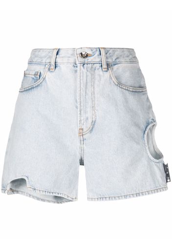 Off-White cut-out high-waisted denim shorts - Blu