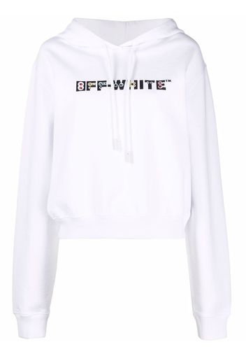 Off-White rhinestone-embellished logo hoodie - Bianco