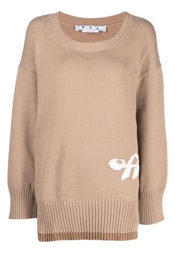 Off-White intarsia-logo ribbed jumper - Marrone