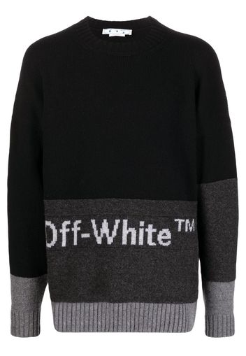 Off-White colour-block logo intarsia jumper - Nero