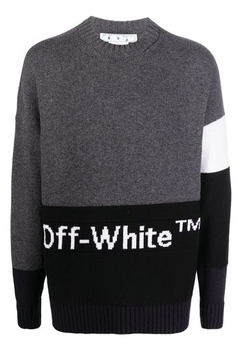 Off-White logo-intarsia jumper - Grigio