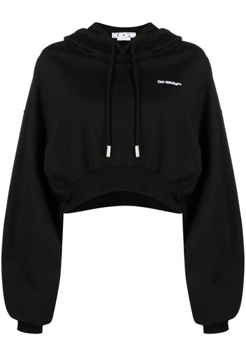 Off-White embroidered-logo cropped hoodie - Nero