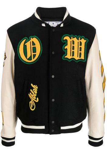 Off-White logo-patch varsity jacket - Nero