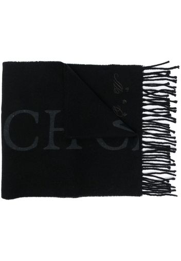 Off-White Quote-motif fringed scarf - Nero