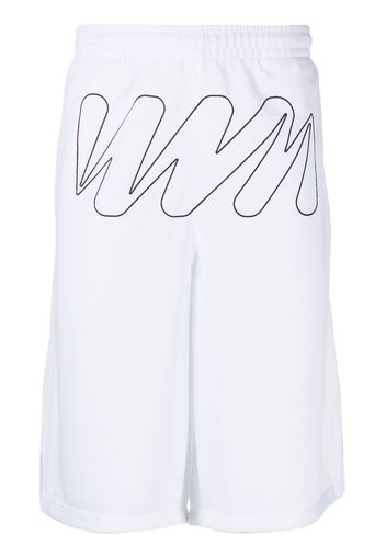 Off-White Shorts Wave Outl Diagonal - Bianco