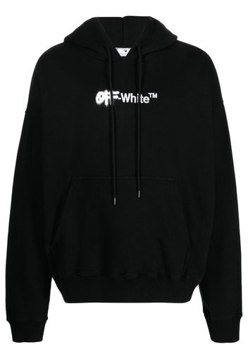 Off-White Felpa con cappuccio Spray Helvetica con ricamo - Nero