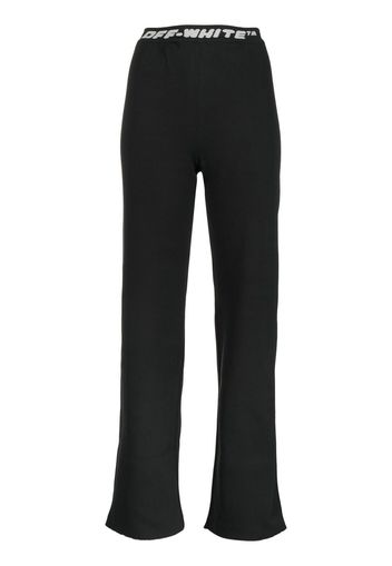 Off-White Pantaloni dritti con banda logo - Nero