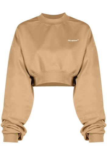 Off-White logo-print cropped sweatshirt - Marrone