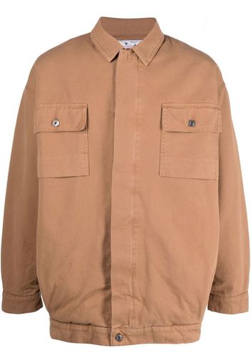 Off-White Tab canvas military overshirt jacket - Marrone