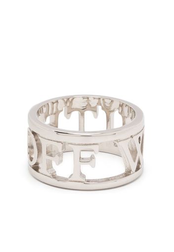 Off-White logo-detailed cut-out ring - Argento