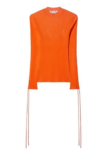 Off-White Vanise lace-up sleeve knitted top - Arancione