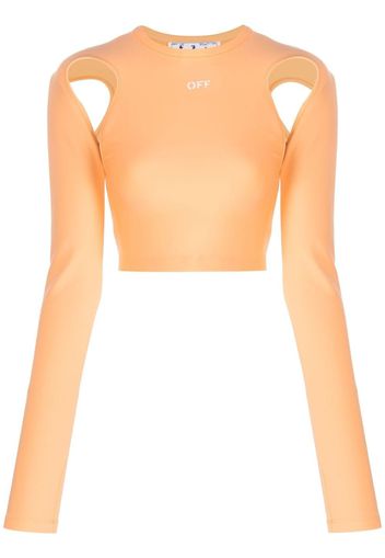 Off-White cut-out long-sleeve crop top - Arancione