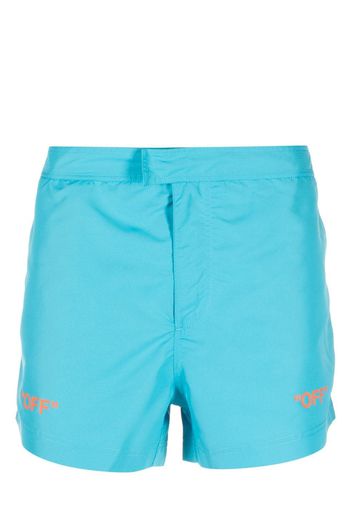 Off-White logo-print swim shorts - Blu