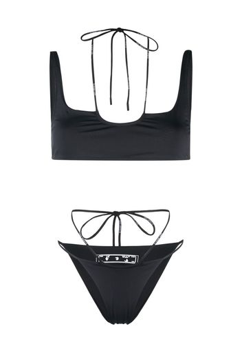 Off-White logo-print two-piece bikini - Nero