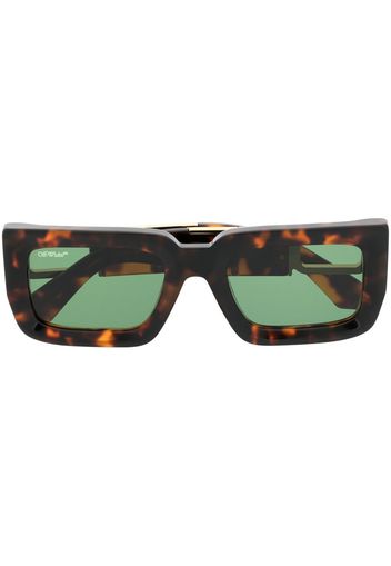 Off-White logo-plaque tortoiseshell effect sunglasses - Marrone