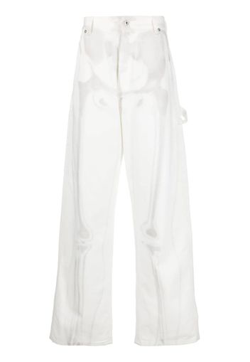 Off-White Body Scan-print wide-leg jeans - Bianco