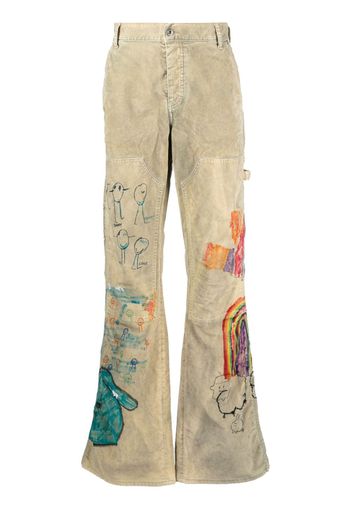 Off-White Cartoon flared carpenter pants - Marrone