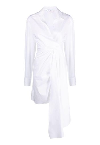 Off-White draped asymmetric cotton-poplin shirt dress - Bianco