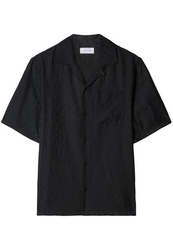 Off-White logo-jacquard camp-collar shirt - Nero