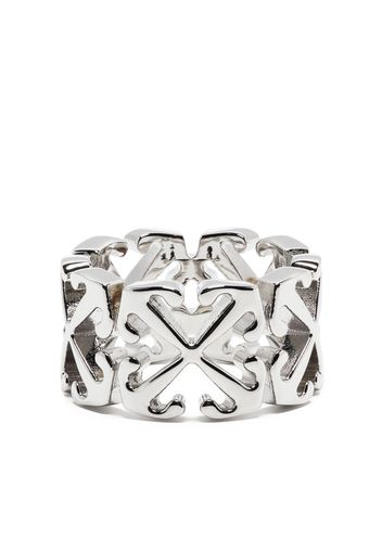 Off-White Arrows-motif plaque ring - Argento