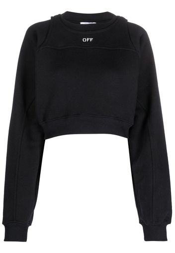 Off-White Felpa crop con stampa - Nero