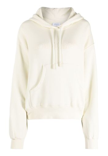 Off-White logo-print cotton hoodie - Toni neutri