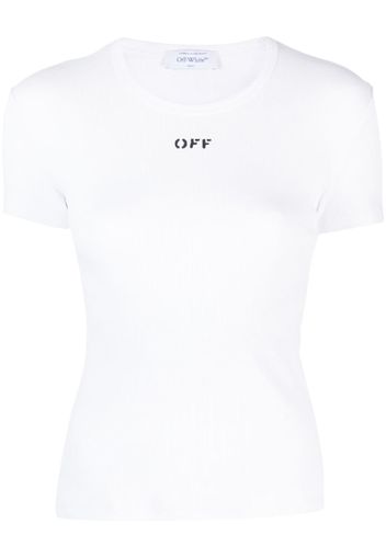 Off-White logo-print cotton-blend T-shirt - Bianco