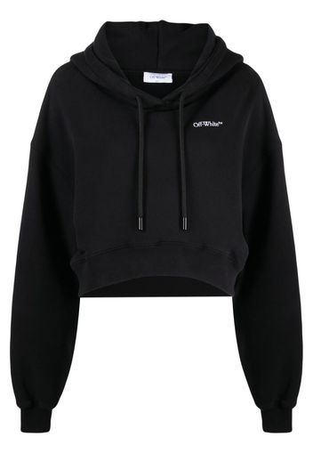 Off-White logo-print cropped hoodie - Nero