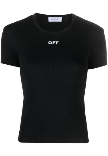 Off-White logo-print cotton-blend T-shirt - Nero