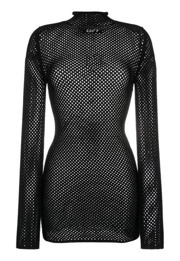 Off-White intarsia-logo mesh knitted dress - Nero