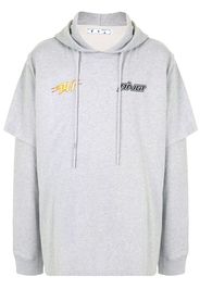 Off-White Felpa con cappuccio - 0818 MELANGE GREY YELLOW